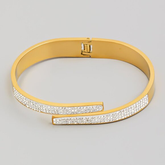 house of she Jewelry - Pave Stainless Steel Hinged Stainless Steel Bracelet